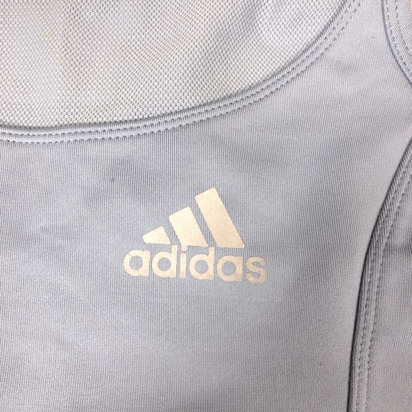 Adidas Racerback sports bra Size Small Light blue Stretchy Lined no padded cups - Picture 3 of 10